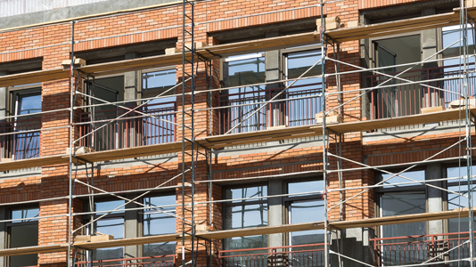 Front of apartment block under construction