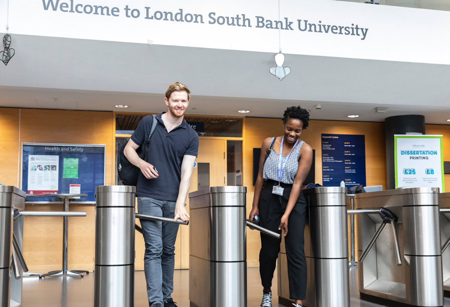 Students walking out of LSBU