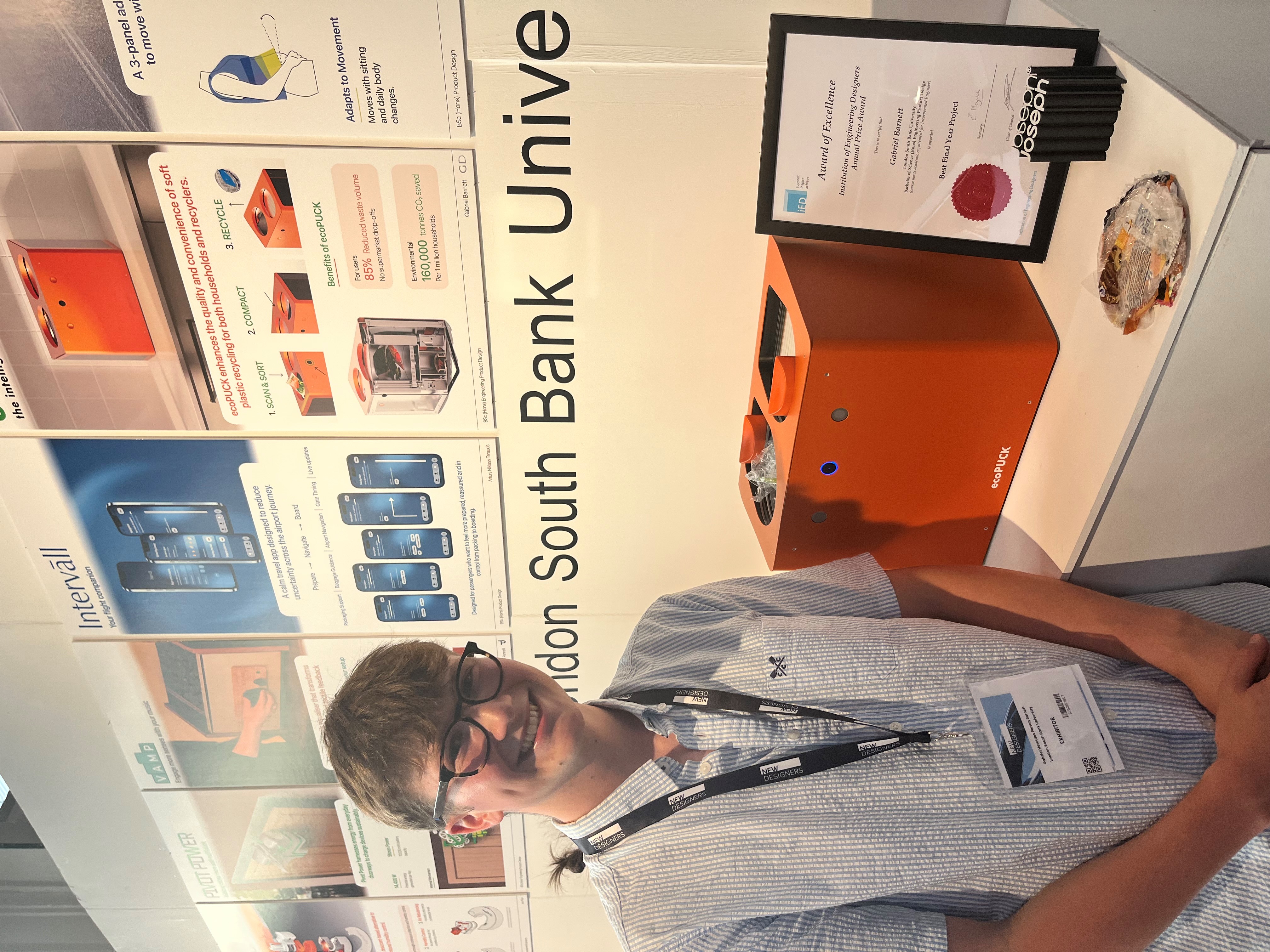 Gabriel Barnett with his project 'EcoPuck