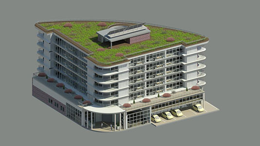 3D view of apartment block design