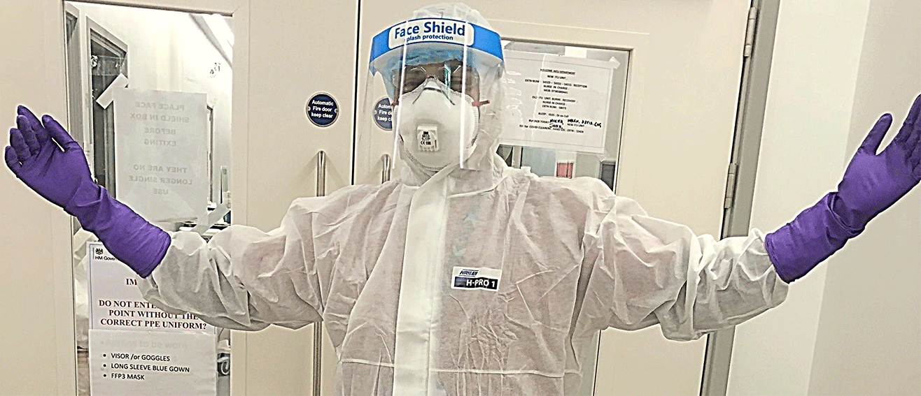 student on COVID ward in PPE