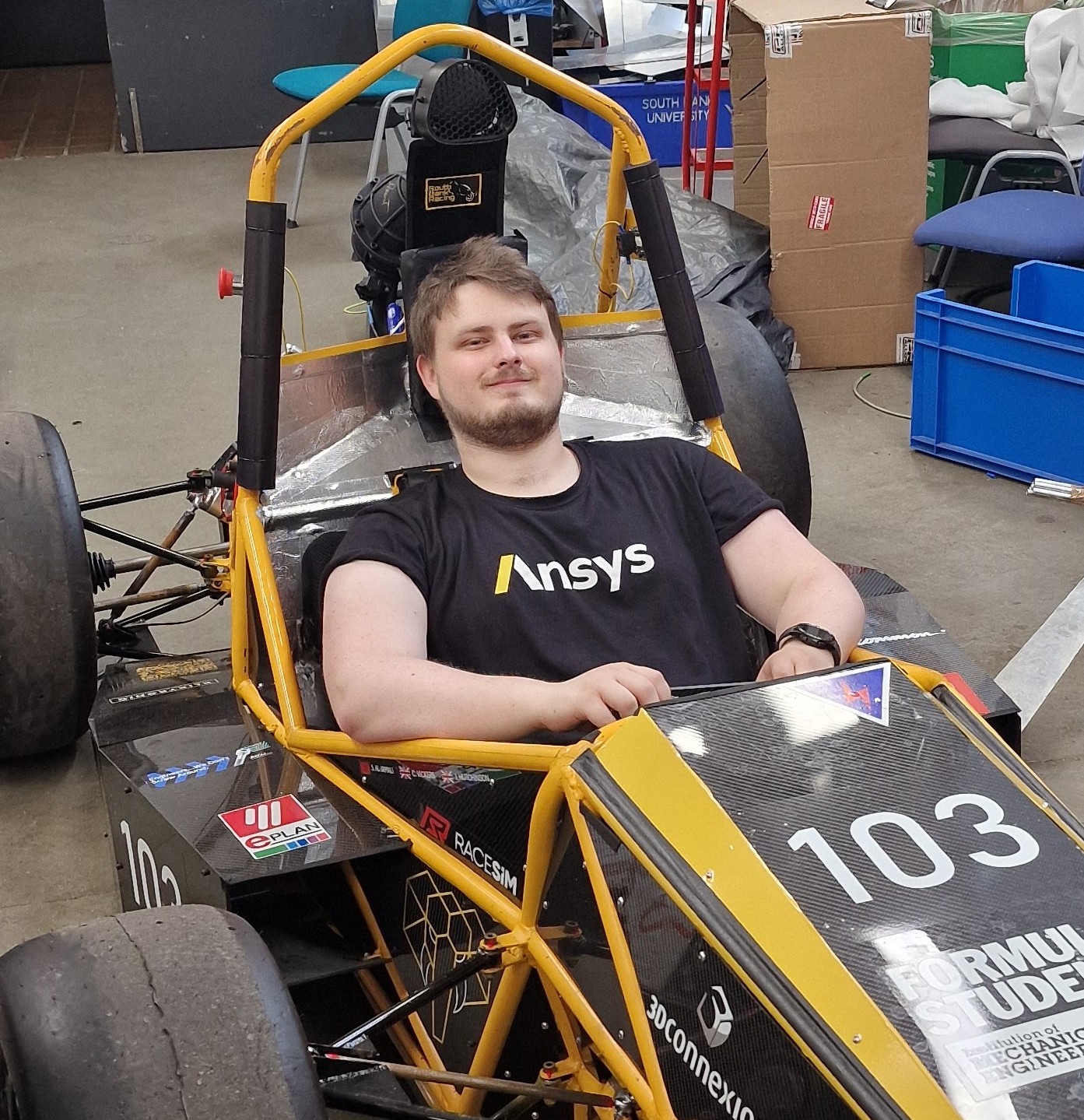 James Cane in the Formula Student Car