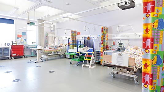 A fully equipped hospital ward for children’s nursing