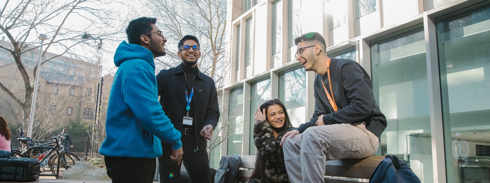 group of students laughing