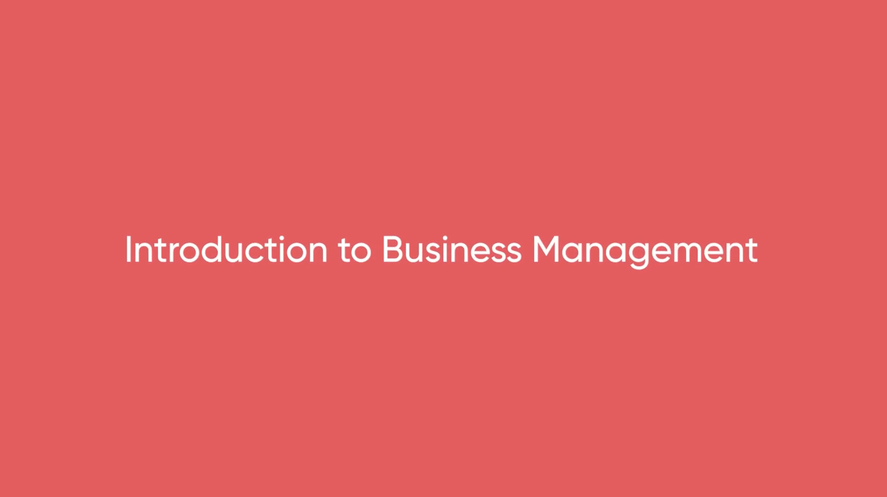 Introduction to Business Management 