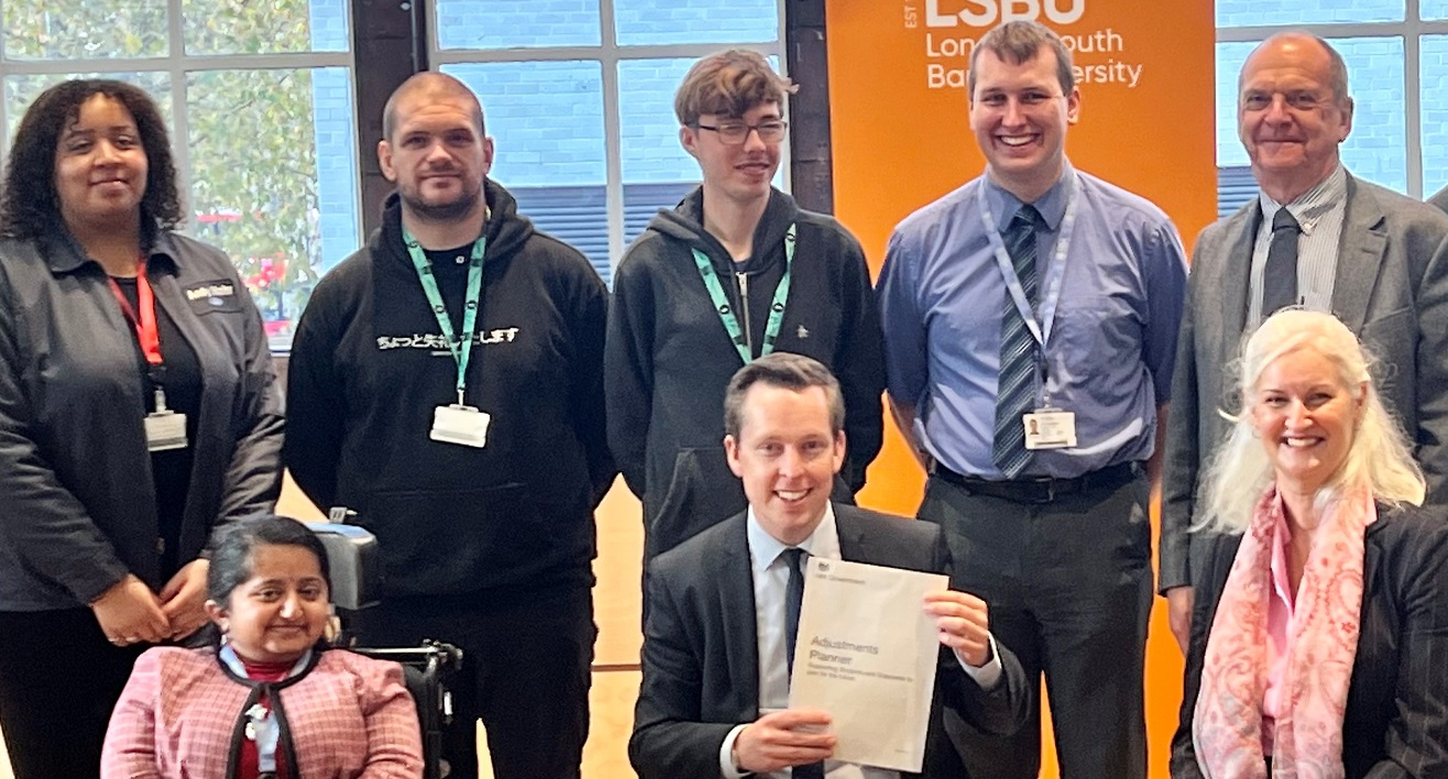 The Minister for Disabled People, Health and Work, Tom Pursglove MP, visited LSBU to promote the new Department of Work and Pensions’ Adjustments Planner