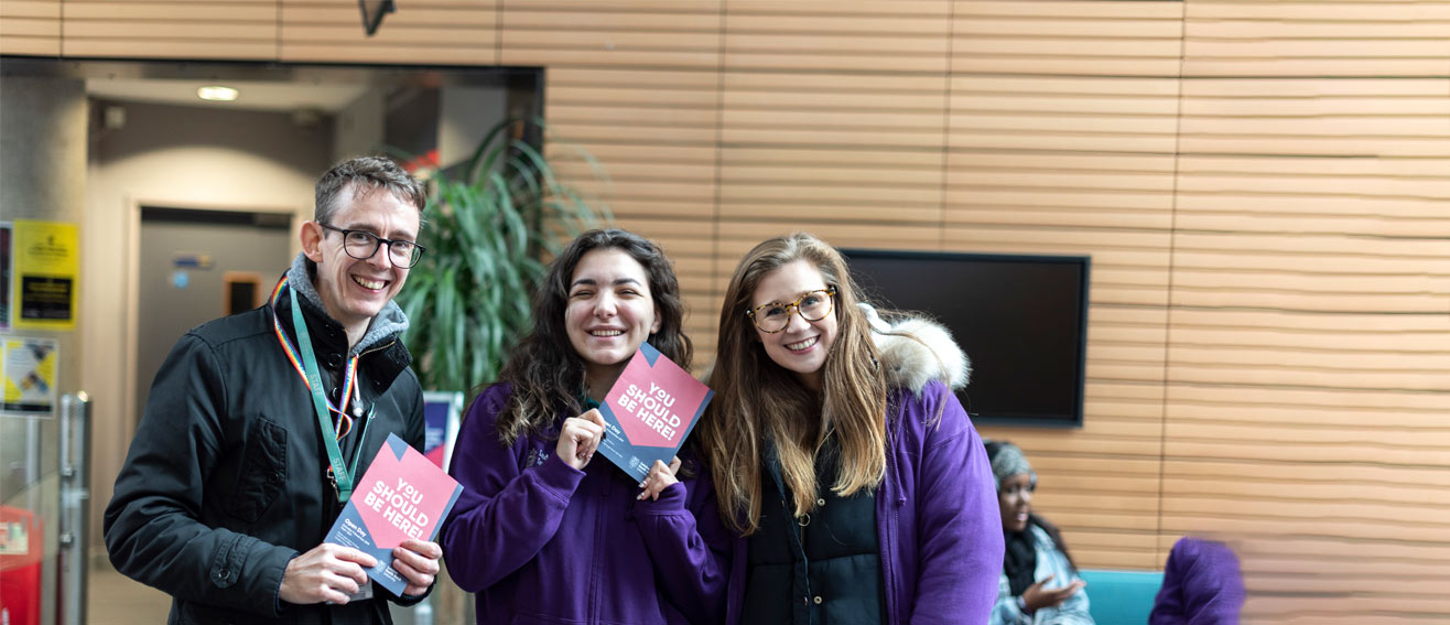 Campus tours with students smiling