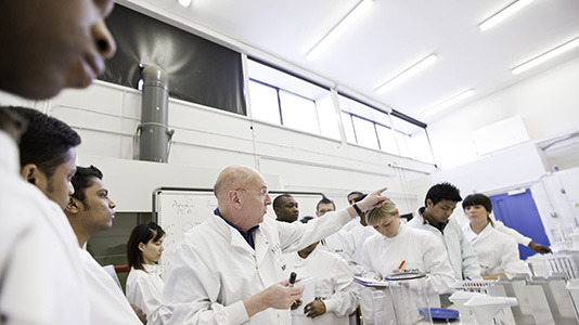 A practical demonstration in the microbiology lab