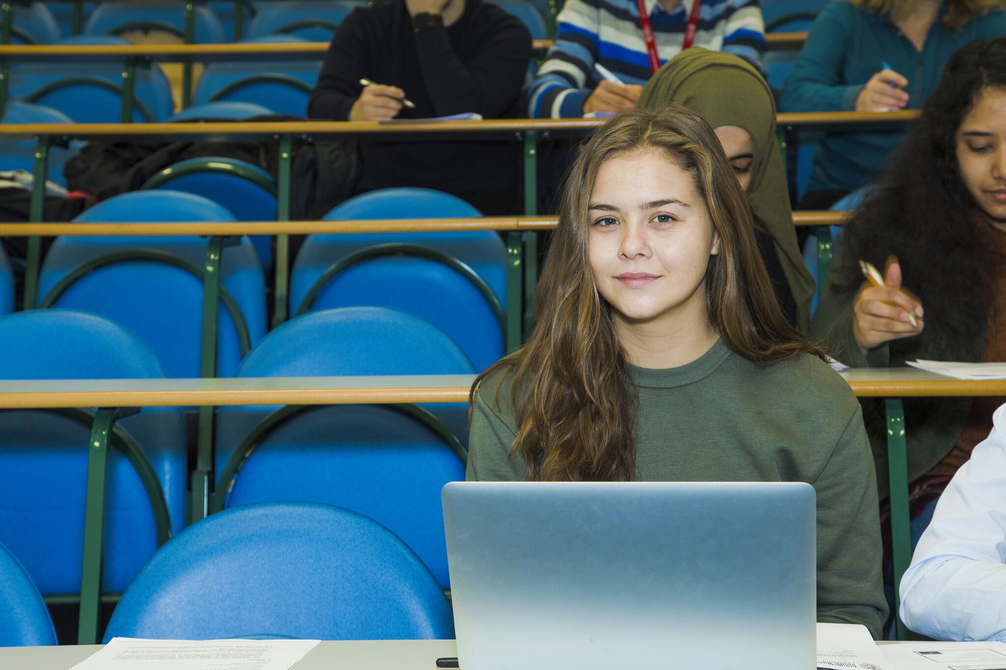 woman in a lecture theatre