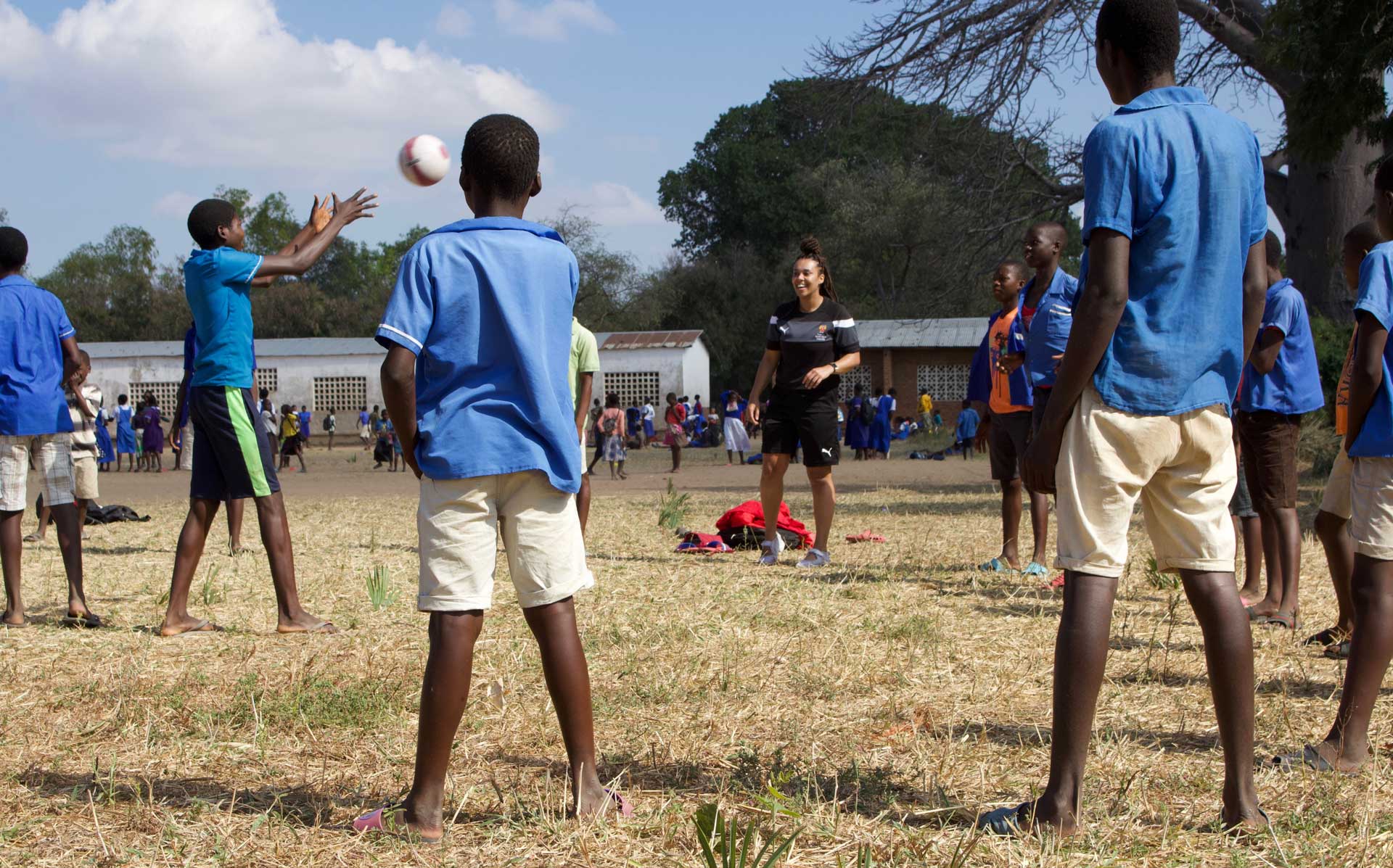 Students play catch