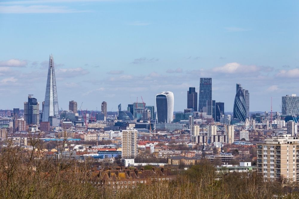 view of London cityscape from hill