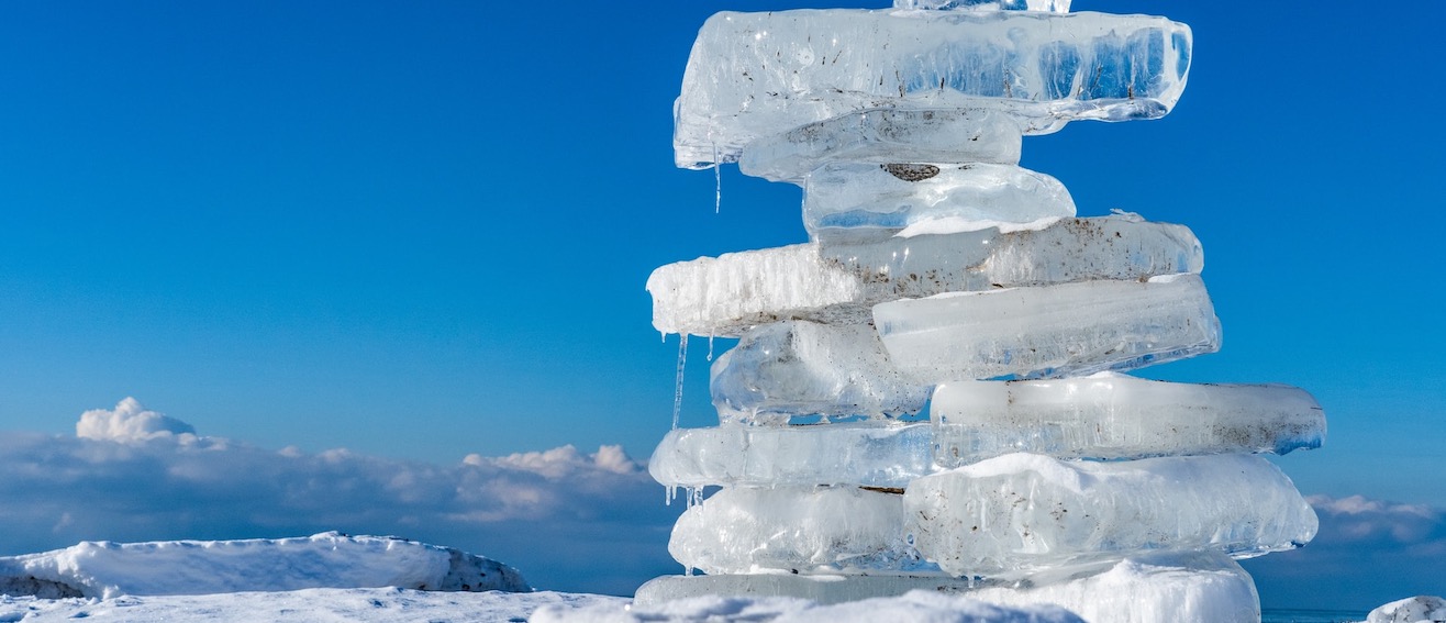 ice block in a pile