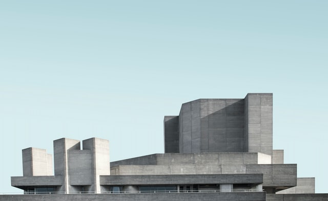 The National Theatre grey brutalist concrete rooftop